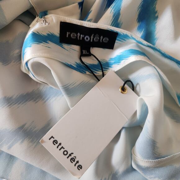 Retrofete Amika Dress in Blue Zebra Size XL Maxi Sleeveless Silk - Picture 10 of 13